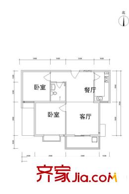 雅逸新城二期4#/5#樓B戶型 2室2廳1衛(wèi)1廚