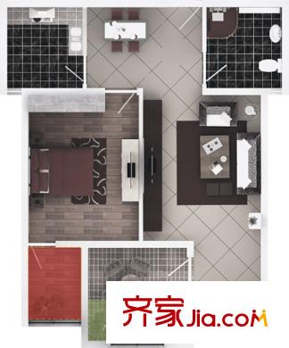 怡蘭?新主角1#E戶型 2室2廳1衛(wèi)1廚