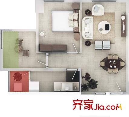 怡蘭?新主角1#F戶型 2室2廳1衛(wèi)1廚