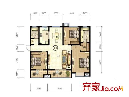 金旅城D2戶(hù)型 4室2廳2衛(wèi)1廚