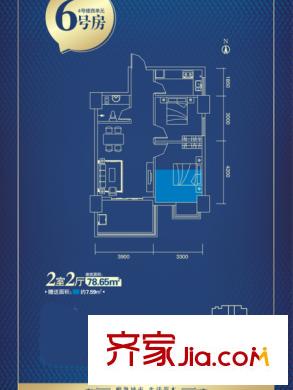 御筆華府4號樓西單元6號房 2室2廳1衛(wèi)1廚