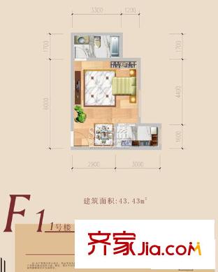 安誠御花苑F1戶型圖已售完 1室1廳1衛(wèi)1廚