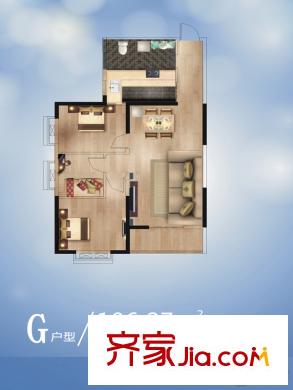 簡約花園1-3號樓G戶型 3室2廳1衛(wèi)1廚