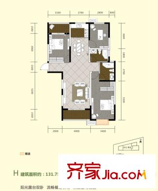 中聞傳媒廣場4號樓/5號樓F戶型H戶型 3室2廳2衛(wèi)1廚