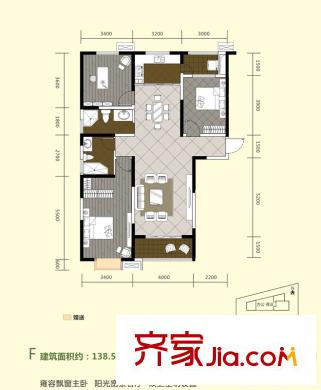 中聞傳媒廣場4號樓/5號樓F戶型 3室2廳2衛(wèi)1廚