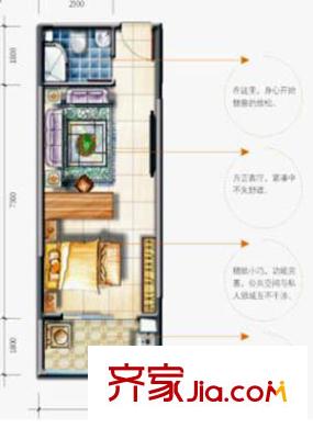 大話南門項(xiàng)目5號(hào)樓5-7戶型 1室1廳1衛(wèi)1廚