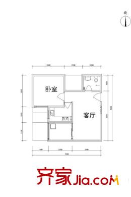 雅逸新城二期4#/5#樓C戶型 1室1廳1衛(wèi)1廚