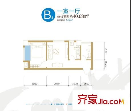 錦業(yè)時代B4戶型 1室1廳1衛(wèi)