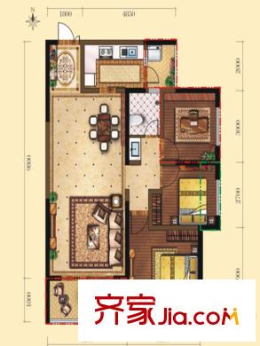 香榭蘭廷1/3號(hào)樓B戶型 3室2廳1衛(wèi)1廚