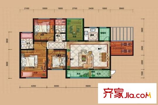香榭蘭廷2號(hào)樓D戶型 5室2廳2衛(wèi)1廚