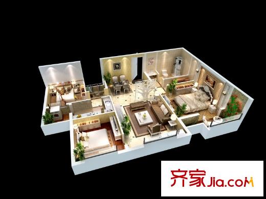 紫薇風(fēng)尚3期15號(hào)樓、16號(hào)樓E戶型 3室2廳1衛(wèi)1廚