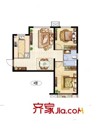 河風(fēng)雅苑1-3號(hào)樓A戶(hù)型 2室2廳1衛(wèi)1廚