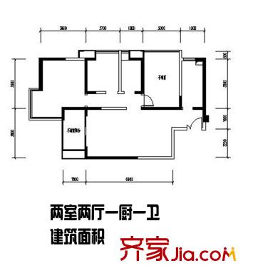 普華淺水灣新岸線2#3#樓戶型圖 2室2廳1衛(wèi)1廚