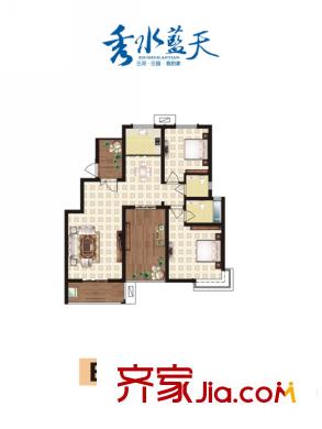 中明?涇渭華府1/4號(hào)樓E2戶型 3室2廳2衛(wèi)1廚