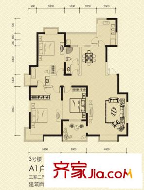 華府御園A1戶型[海天闊處] 3室2廳2衛(wèi)1廚