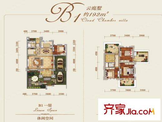 空港?綠地新城192平米b1戶型 5室2廳3衛(wèi)1廚
