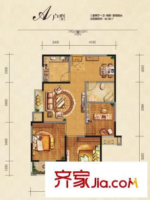 卡布奇諾國際社區(qū)10#、16#A戶型  3室2廳1衛(wèi)1廚