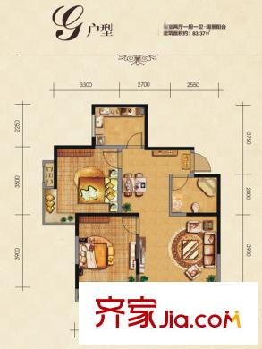 卡布奇諾國際社區(qū)10#G戶型 2室2廳1衛(wèi)1廚
