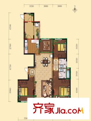 香榭蘭廷4/5號(hào)樓C戶型 4室2廳2衛(wèi)1廚