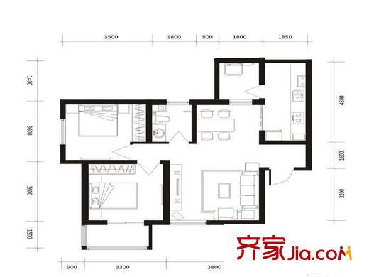 高新尚居1號(hào)樓03/06戶型 2室2廳1衛(wèi)1廚