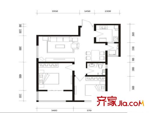 高新尚居1號(hào)樓04/05戶型 2室2廳1衛(wèi)1廚