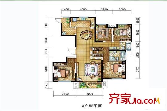 金地?翔悅天下A戶型 4室2廳2衛(wèi)1廚