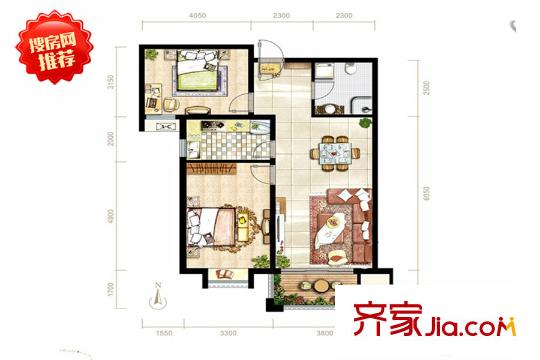 西安首創(chuàng)國際城/首創(chuàng)漫香郡54/55/56號樓92.58平兩室戶型 2室2廳1衛(wèi)1廚