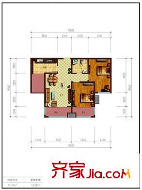 冠誠(chéng)?鼎和國(guó)際G戶型 2室2廳1衛(wèi)1廚