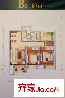 空港?綠地新城3#洋房B2戶型 2室2廳1衛(wèi)1廚