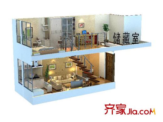 紅星美凱城復(fù)式C戶(hù)型 1室2廳1衛(wèi)1廚