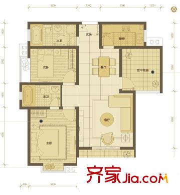 普華淺水灣11號樓H戶型 2室2廳2衛(wèi)1廚