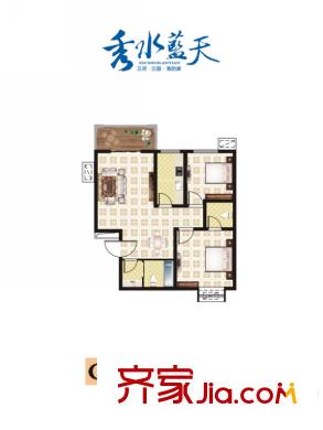 中明?涇渭華府1/4號樓C5戶型 2室2廳2衛(wèi)1廚
