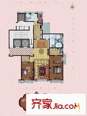 西安大明宮萬達公館D戶型 3室2廳2衛(wèi)1廚