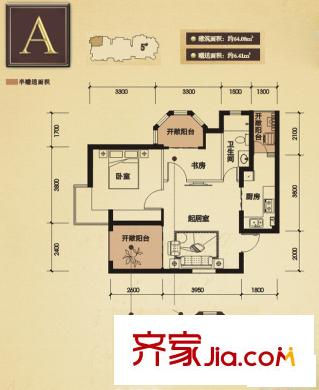 晶城秀府A戶型（售完） 1室1廳1衛(wèi)1廚
