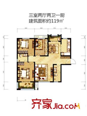 東御蘭汀A戶型 3室2廳2衛(wèi)1廚