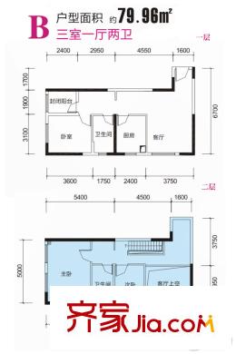 西安?恒大御景26號(hào)樓B戶型圖 3室1廳2衛(wèi)1廚