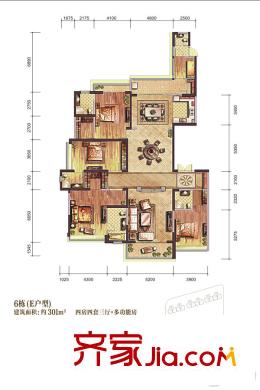 雅居樂?御賓府E戶型 4室3廳5衛(wèi)1廚