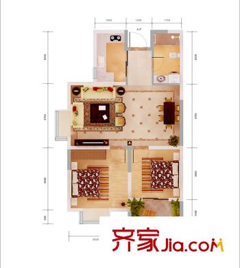 景寓學(xué)府東區(qū)9#樓戶型圖 2室2廳1衛(wèi)1廚