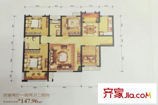 東御蘭汀5號樓四室戶型 4室2廳2衛(wèi)1廚