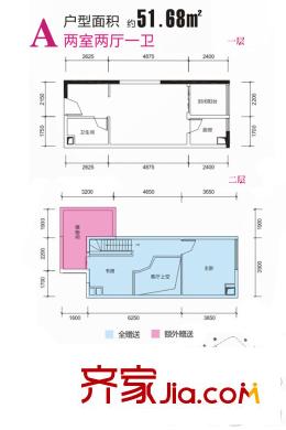 西安?恒大御景26號(hào)樓A戶型 2室2廳1衛(wèi)1廚