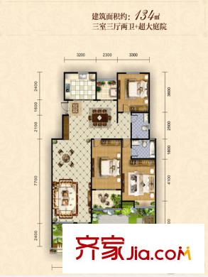 朱雀錦園1#/2#/3#樓戶型圖 3室3廳2衛(wèi)1廚