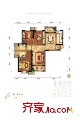 英郡年華國(guó)際社區(qū)10號(hào)樓C戶型 3室2廳2衛(wèi)1廚