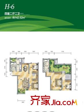 涇渭分明?生態(tài)半島H-6戶型 4室2廳2衛(wèi)1廚