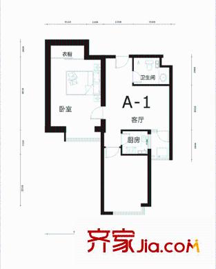 雙威理想城二期82平戶型A-1 2室1廳1衛(wèi)1廚
