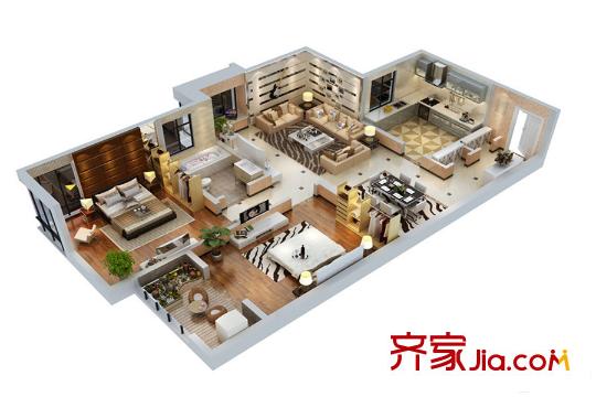 雙威理想城二期7號樓120平b戶型 2室2廳1衛(wèi)1廚