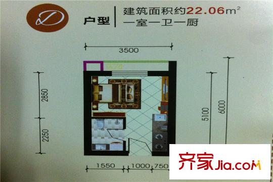 景寓學(xué)府一二期9號(hào)樓D戶型 1室1廳1衛(wèi)1廚