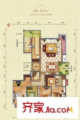 普華?華岸23號樓平層3居戶型 3室2廳2衛(wèi)1廚