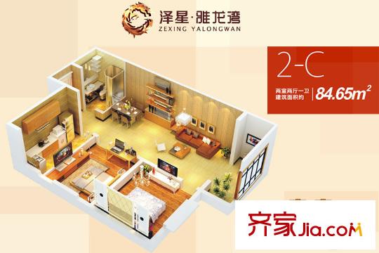 澤星?雅龍灣2-C戶型 2室2廳1衛(wèi)1廚