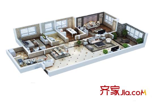 林邑6-D戶型圖 3室2廳1衛(wèi)1廚