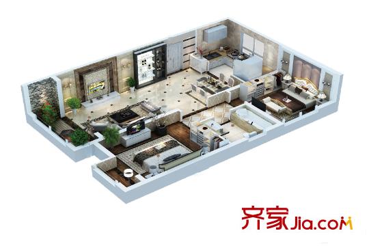 林邑6-E戶型圖 2室2廳1衛(wèi)1廚